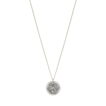 Collar Upsala Plata Círculo Mediano Largo Plata Pavonada Puntos Plata
